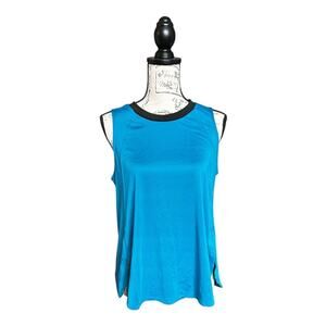 Crane Women's Dark Aqua Black Collar Workout Athletic Tank Top Medium